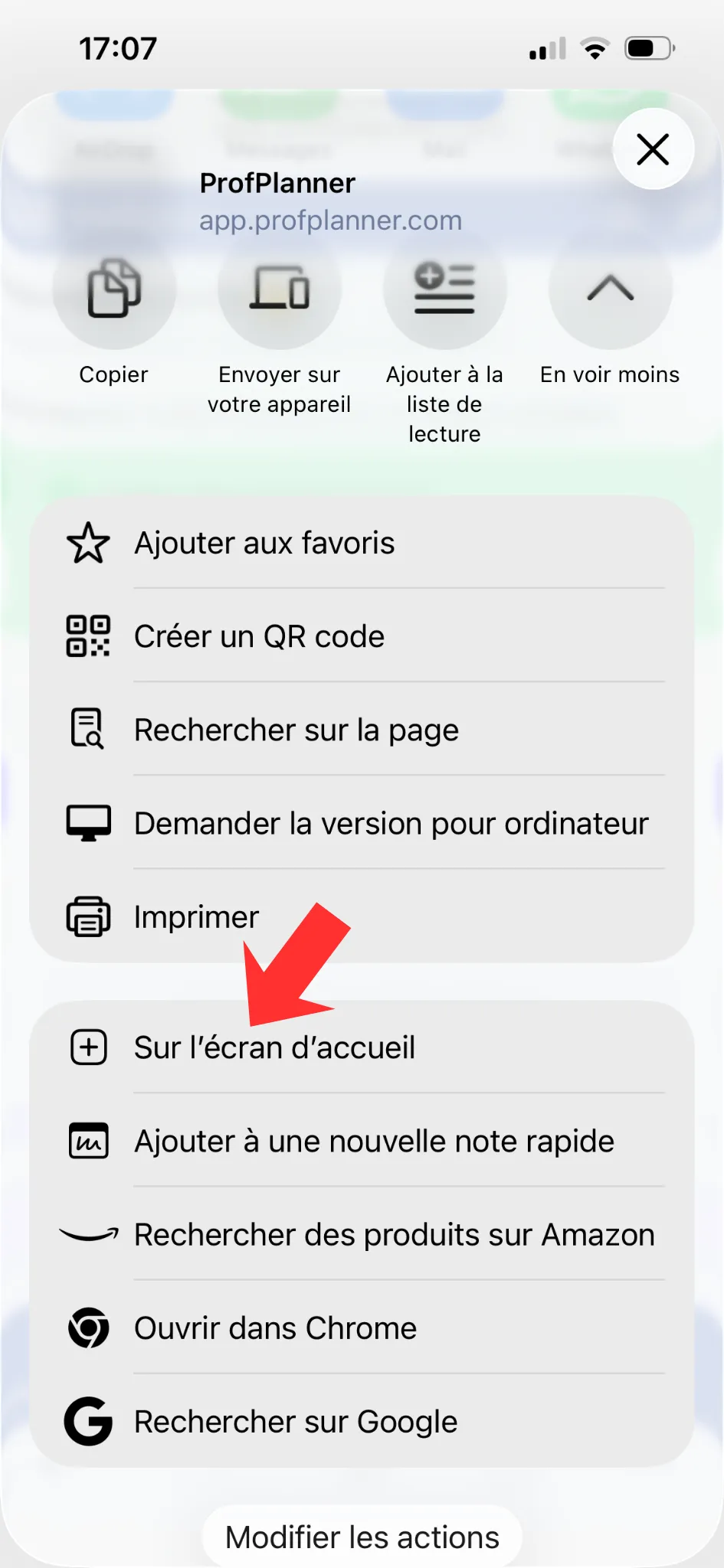 Sur l'écran d'accueil