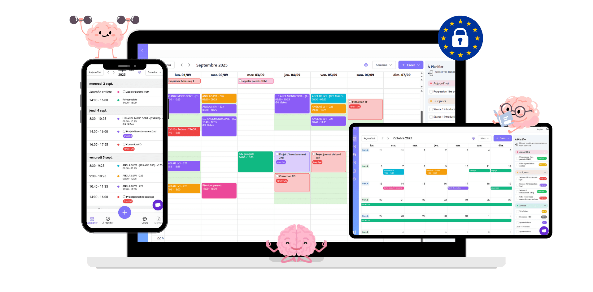 Aperçu de l'interface ProfPlanner